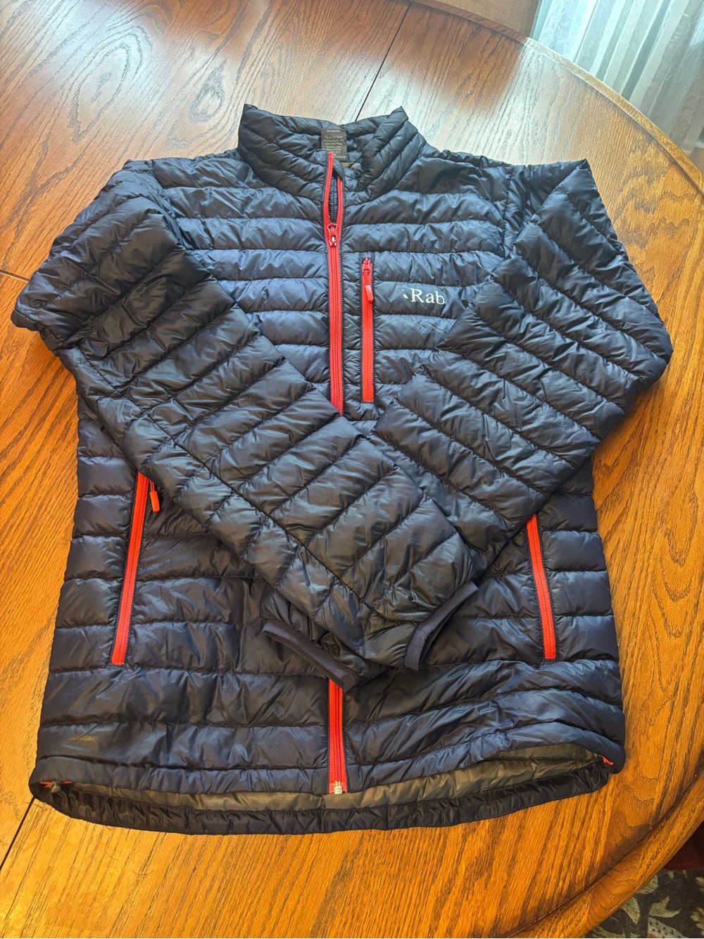 Rab microlight alpine down jacket puffer coat men's M navy blue
